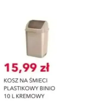 Kosz na śmieci plastikowy Binio 10 l kremowy promocja w Nela