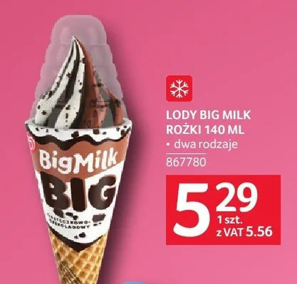 Lody Big Milk Rożki promocja w Selgros