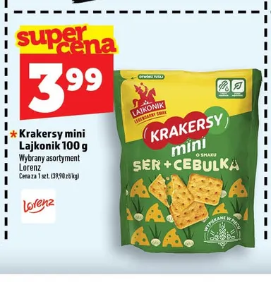Krakersy mini ser + cebulka Lajkonik promocja w TOPAZ