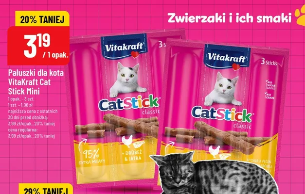 Paluszki dla kota VitaKraft CatStick Mini z drobiem i wątróbką promocja w POLOmarket