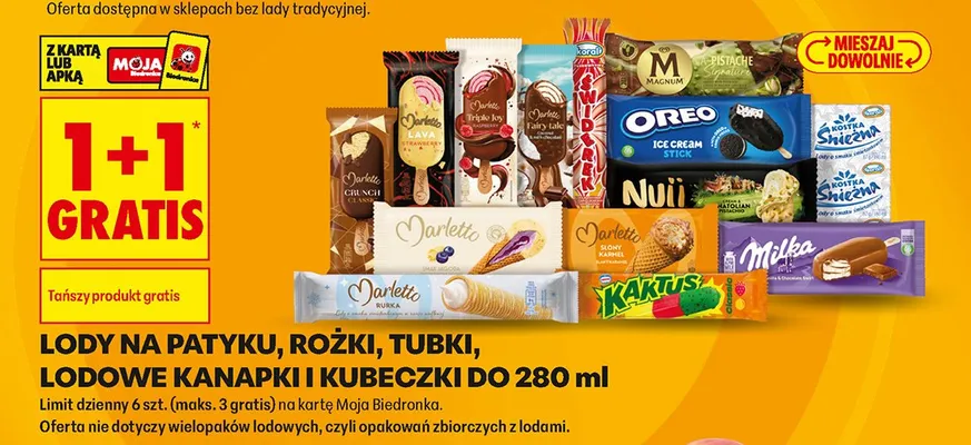 Lody Śnieżna kostka promocja w Biedronka