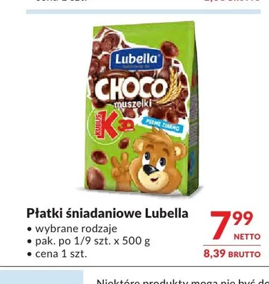 Płatki śniadaniowe Lubella Choco Muszelki promocja w Makro