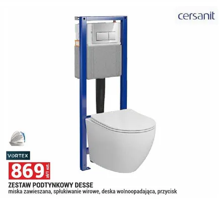 Zestaw podtynkowy Desse z miską zawieszaną deską wolnoopadającą i przyciskiem promocja w Merkury Market
