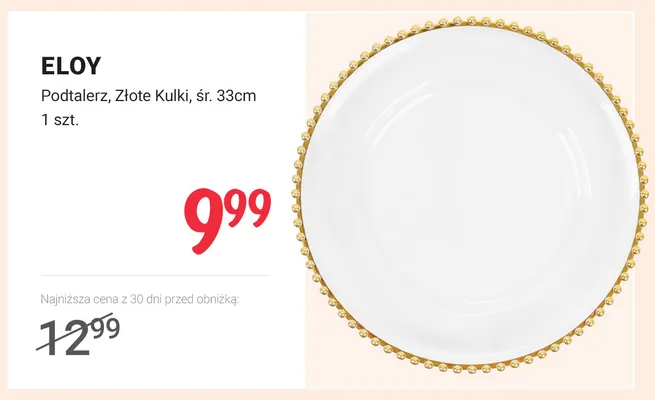 Podtalerz złote kulki śr. 33 cm Eloy promocja w Rossmann
