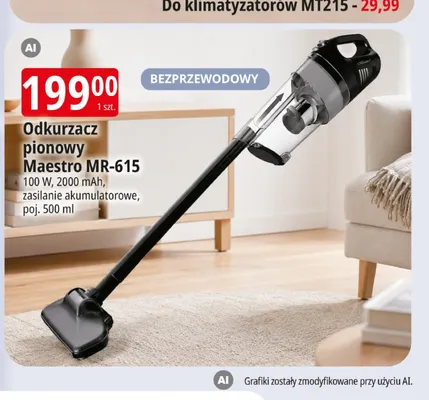 Odkurzacz pionowy akumulatorowy Maestro MR-615 promocja w Leclerc