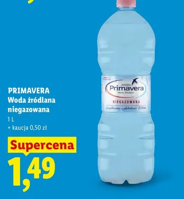 Woda źródlana niegazowana Primavera promocja w Lidl