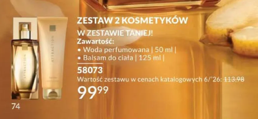 Zestaw 2 kosmetyków Avon Attraction Woda perfumowana i Balsam do ciała promocja w AVON