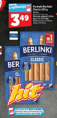 Parówki Berlinki Classic Morliny promocja w TOPAZ