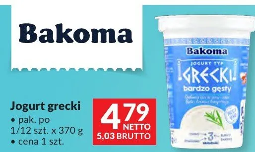 Jogurt grecki Bakoma promocja w Makro