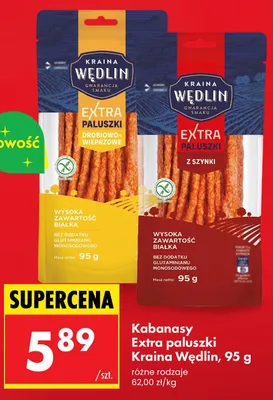 Kabanosy drobiowo-wieprzowe Kraina Wędlin Extra Paluszki promocja w Biedronka