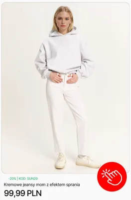 Jeansy damskie mom Cropp kremowe z efektem sprania promocja w Cropp