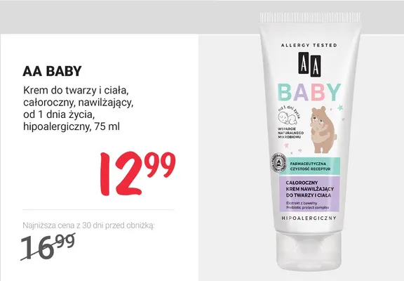 Krem do twarzy i ciała, całoroczny, nawilżający, od 1 dnia życia, hipoalergiczny promocja w Rossmann
