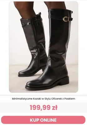 Minimalistyczne kozaki w stylu oficerek z paskiem Renee promocja w Renee