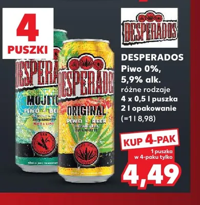 Piwo Desperados Original 4-pak promocja w Kaufland