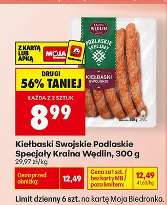 Kiełbaski Swojskie Podlaskie Specjały Kraina Wędlin promocja w Biedronka