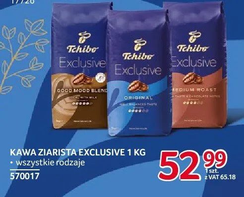 Kawa ziarnista Exclusive 1 kg wszystkie rodzaje promocja w Selgros