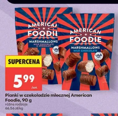Pianki w czekoladzie mlecznej American Foodie promocja w Biedronka
