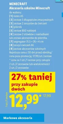 Zestaw akcesoriów szkolnych Minecraft promocja w Lidl