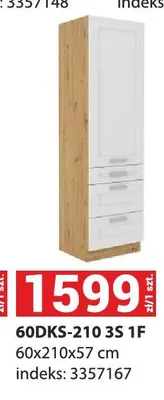 Szafka kuchenna Luna 60DKS-210 3S 1F 60x210x57cm promocja w Merkury Market