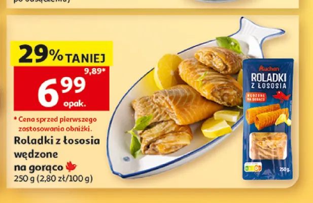 Roladki z łososia wędzone na gorąco Auchan promocja w Auchan