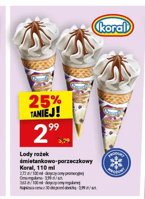 Lody rożek śmietankowo-porzeczkowy Koral promocja w Twój Market