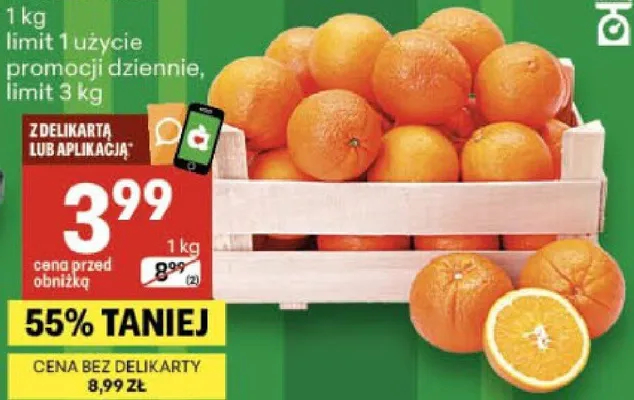 Pomarańcze promocja w Delikatesy Centrum