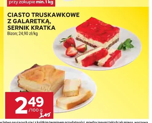 Ciasto truskawkowe z galaretką Bizon promocja w Stokrotka