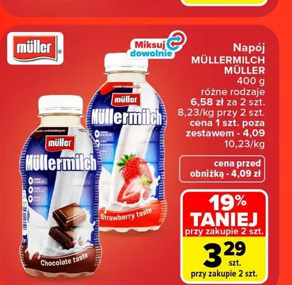 Napój Müllermilch czekoladowy Müller promocja w Carrefour Market