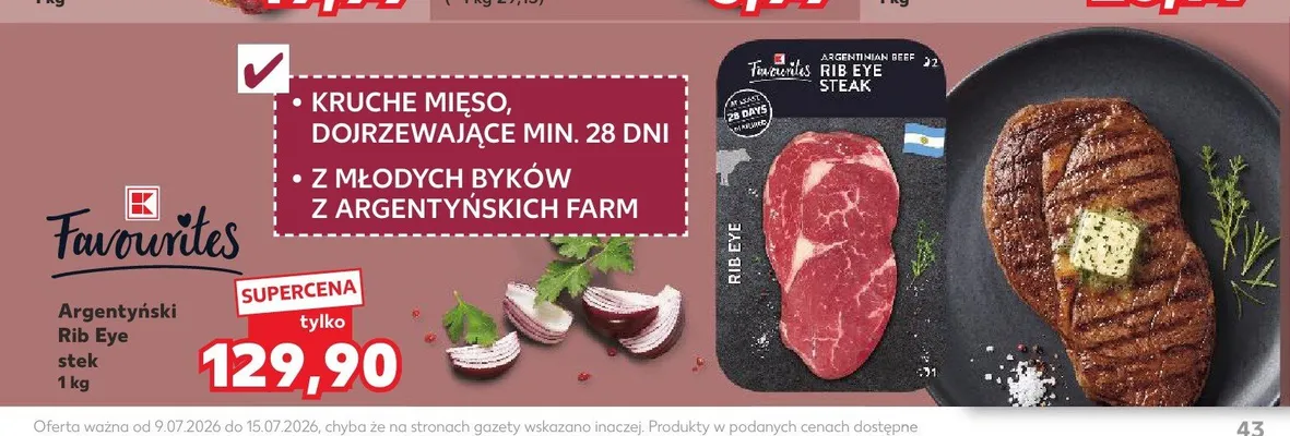 Stek Rib Eye wołowy argentyński K-Favourites promocja w Kaufland