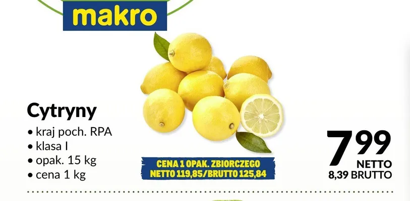 Cytryny RPA klasa I promocja w Makro