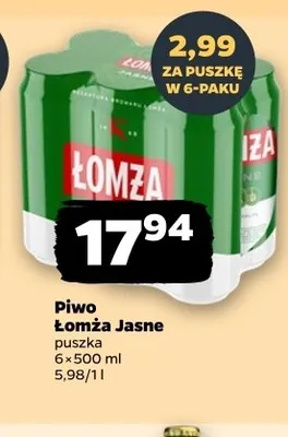 Piwo Łomża Jasne 6-pak promocja w Netto