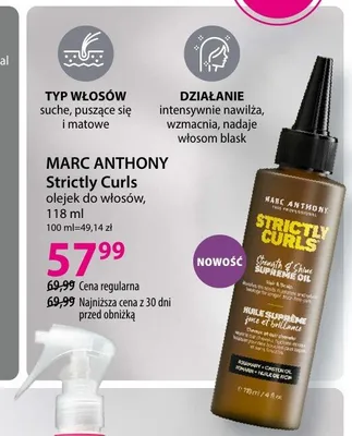 Olejek do włosów Marc Anthony Strictly Curls promocja w Hebe