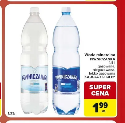 Woda mineralna Piwniczanka gazowana promocja w Carrefour Market