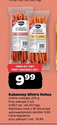 Kabanosy wieprzowe Mistrz Rohus promocja w Netto
