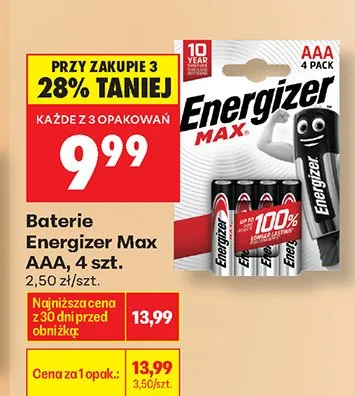 Baterie Energizer Max AAA 4-pak promocja w Biedronka