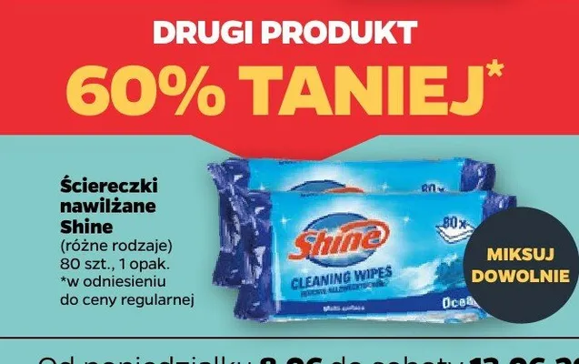 Ściereczki nawilżane Shine promocja w Netto