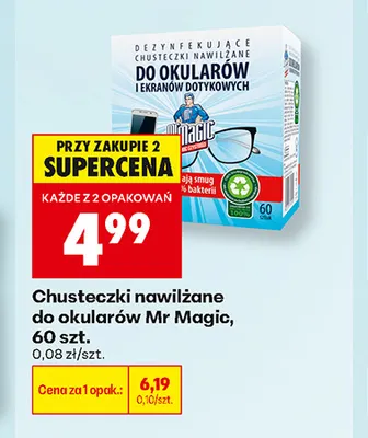 Chusteczki nawilżane do okularów Mr Magic promocja w Biedronka