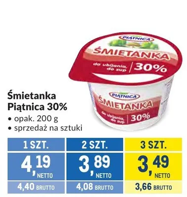 Śmietanka 30% promocja w Makro