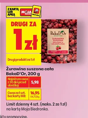 Żurawina suszona cała  promocja w Biedronka