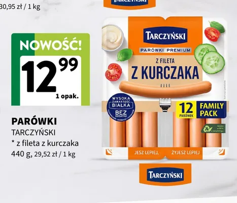 Parówki z fileta z kurczaka Tarczyński promocja w Intermarche
