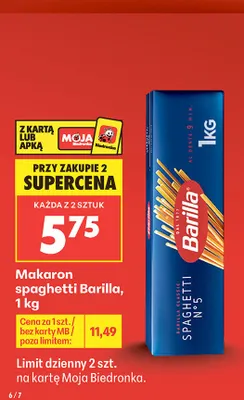 Makaron spaghetti Barilla promocja w Biedronka