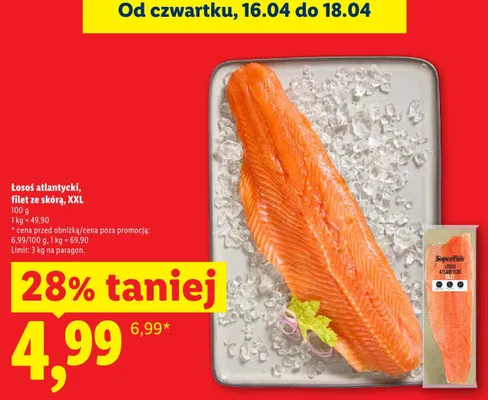 Łosoś atlantycki, filet ze skórą, XXL promocja w Lidl