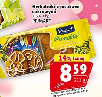 Herbatniki z pisakami cukrowymi promocja w Prim Market