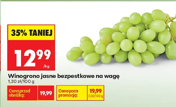 Winogrono jasne bezpestkowe na wagę promocja w Biedronka
