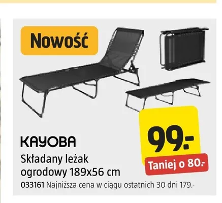Składany leżak ogrodowy Kayoba 189x56 cm promocja w Jula