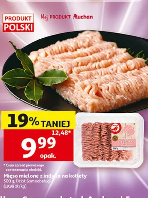 Mięso mielone z indyka na kotlety polskie promocja w Auchan