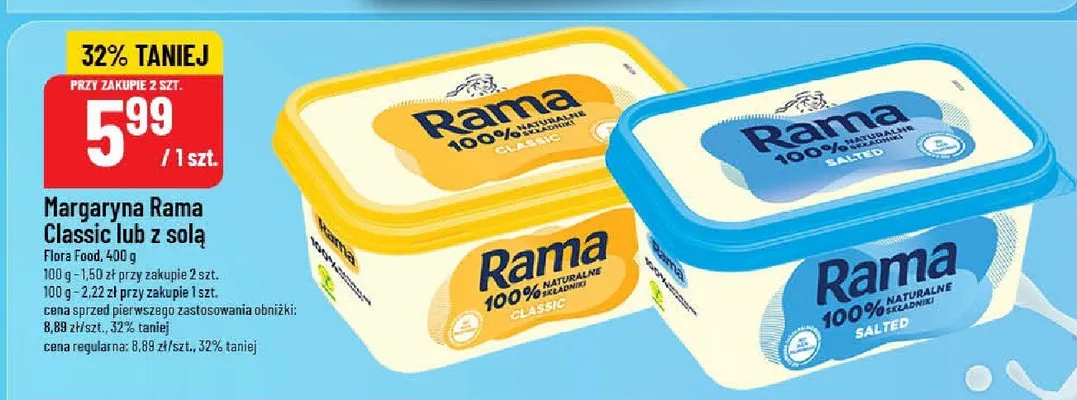 Margaryna Rama Classic lub z solą promocja w POLOmarket