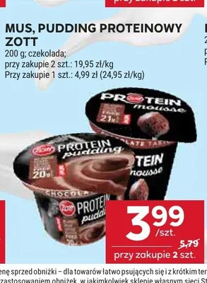 Pudding proteinowy Zott promocja w Stokrotka
