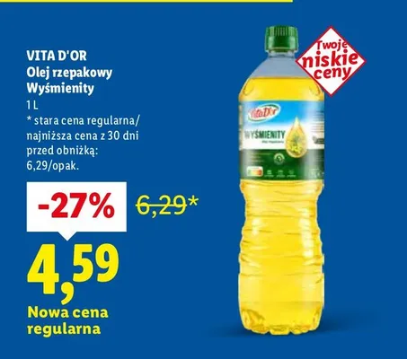Olej rzepakowy wyśmienity promocja w Lidl