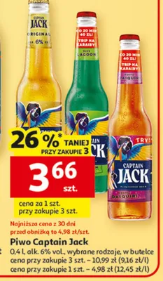 Piwo Captain Jack wybrane rodzaje promocja w Auchan